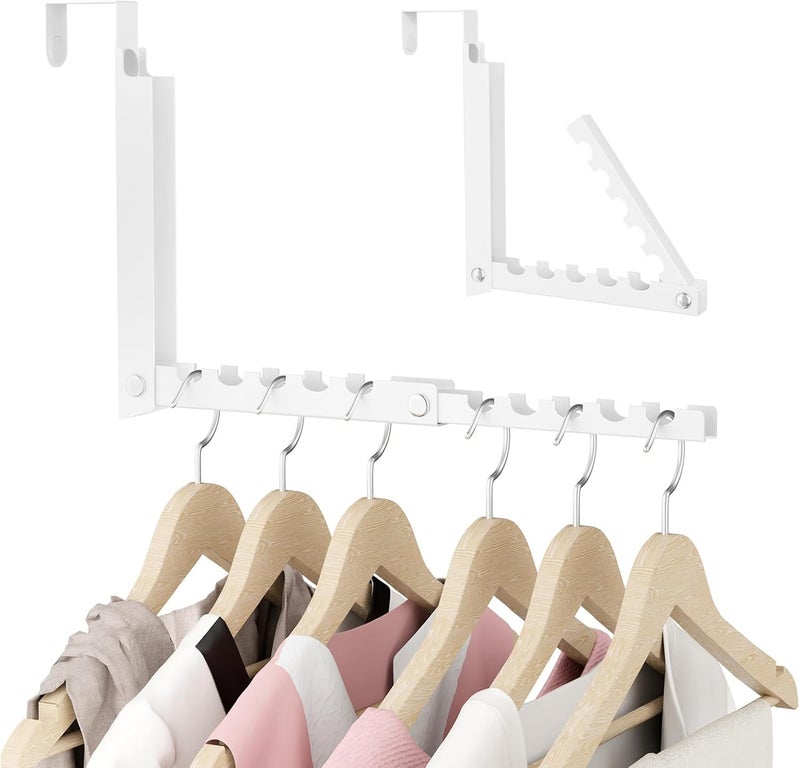 BAKON Over The Door Hooks, Small Space Double Folding Portable Over The Door Drying Rack for Laundry, Bathroom, Bedroom, Travel Storage and Drying (1Pack,White) - Image 1